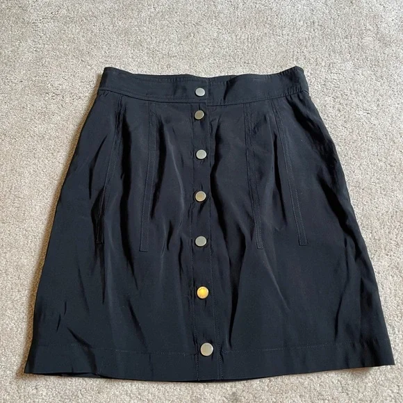 Ba&sh Black Viscose Blend Snap Front Chan Lady Skirt Sz. 1 (4) - Picture 2 of 5